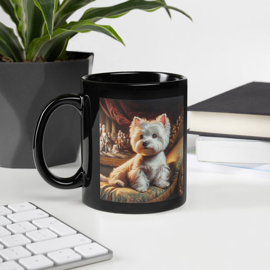 Westie Baroque. Black Glossy Mug