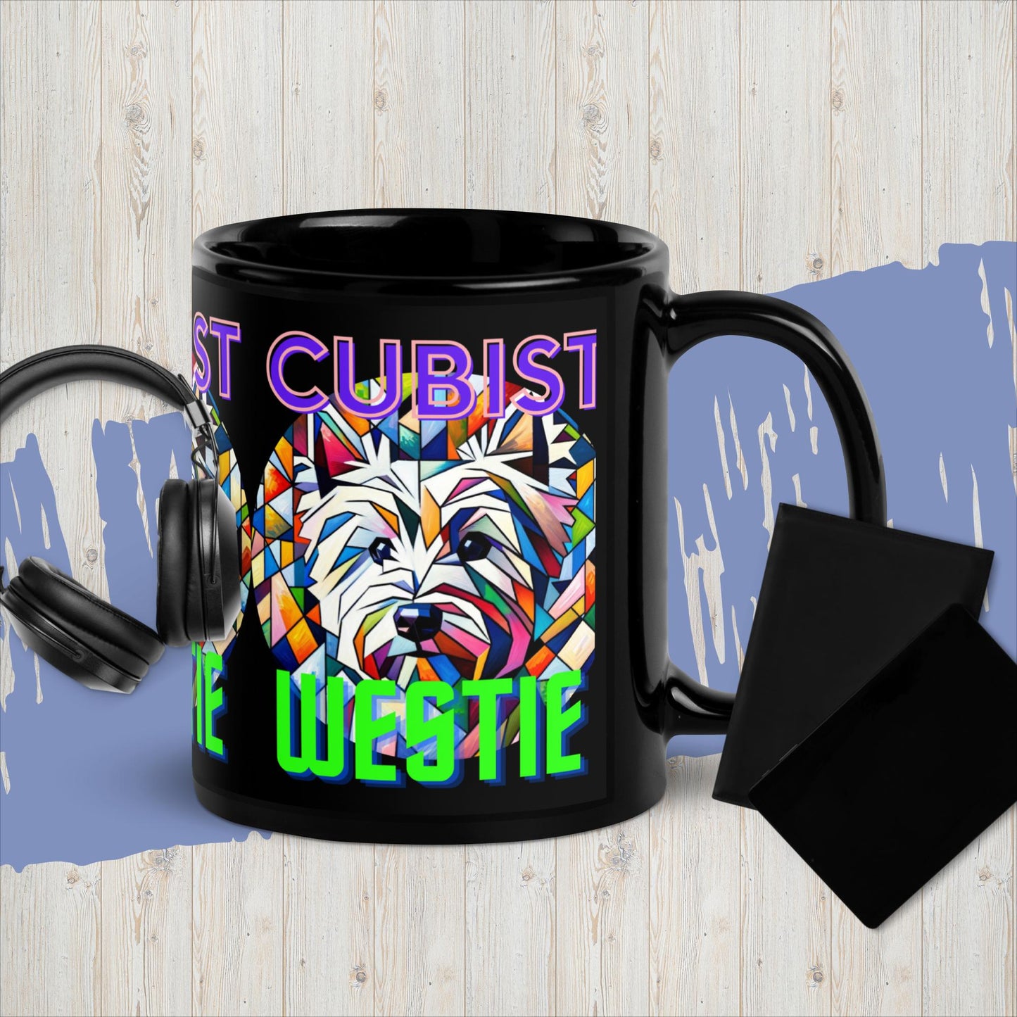 Cubist Westie. Black Glossy Mug