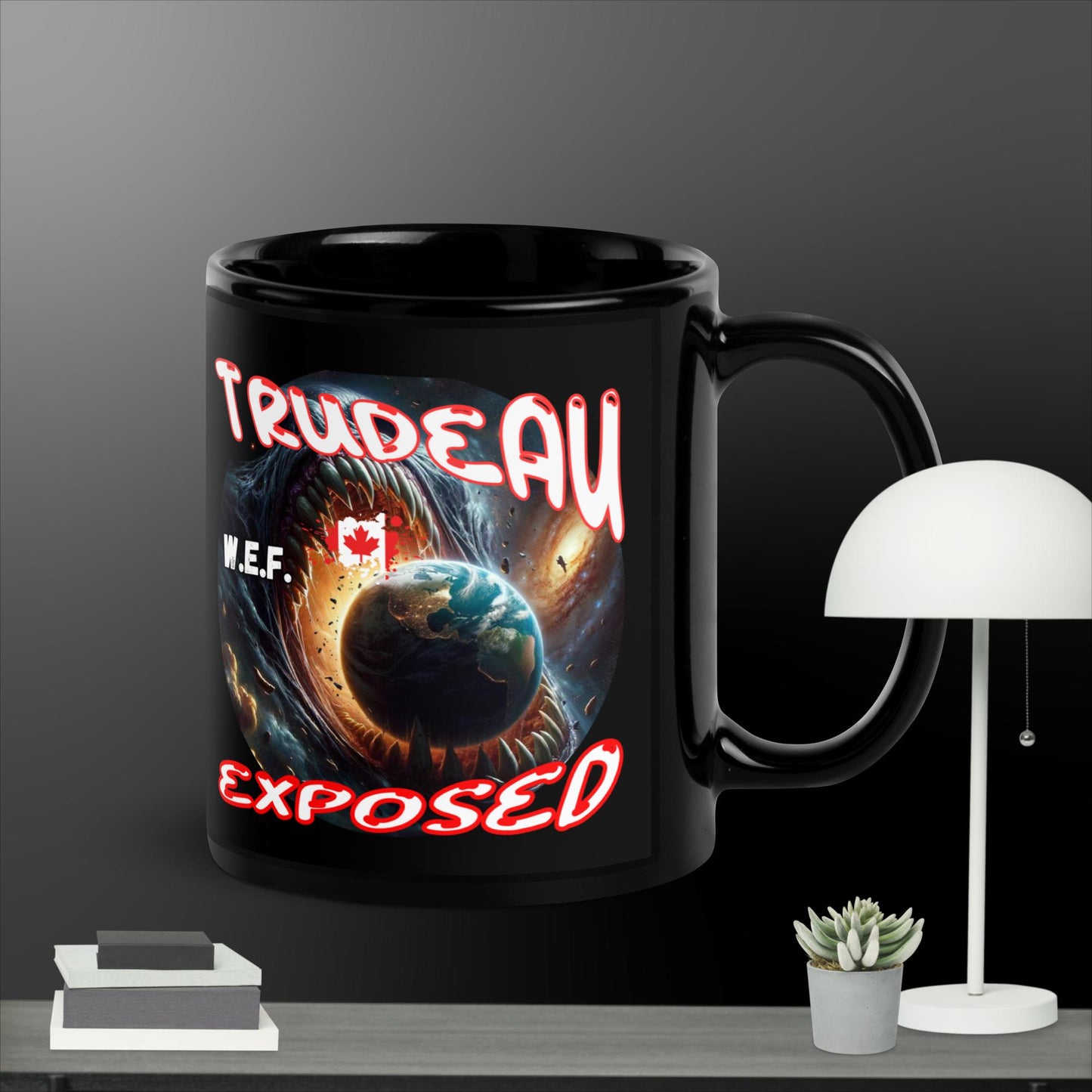 Black Glossy Mug. Trudeau Exposed.