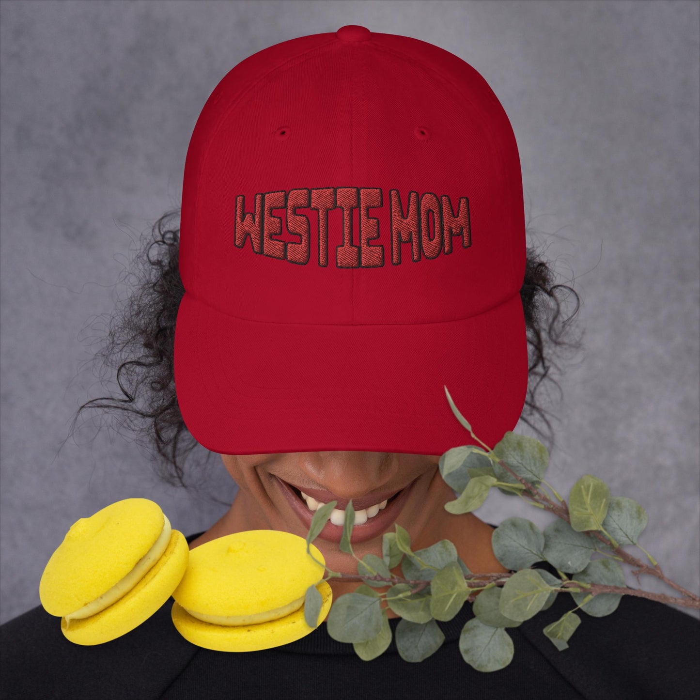 Red Westie Mom Embroidered Dad hat