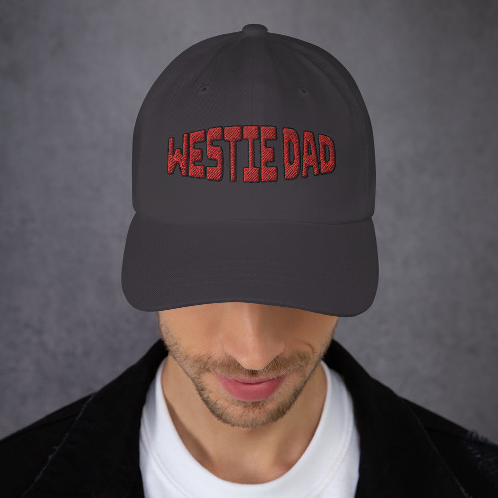 Red Embroidery Westie Dad hat