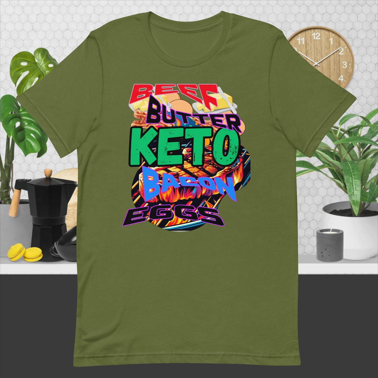 Unisex t-shirt .Keto, Beef, Butter, Bacon Eggs