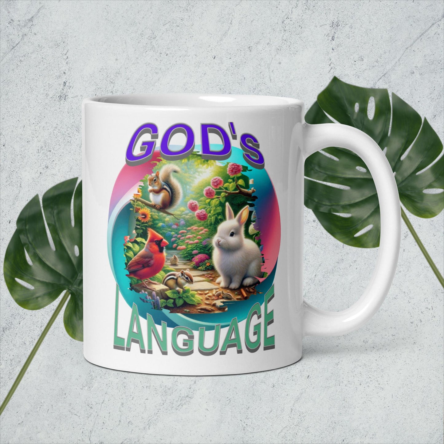 God's Language. White glossy mug