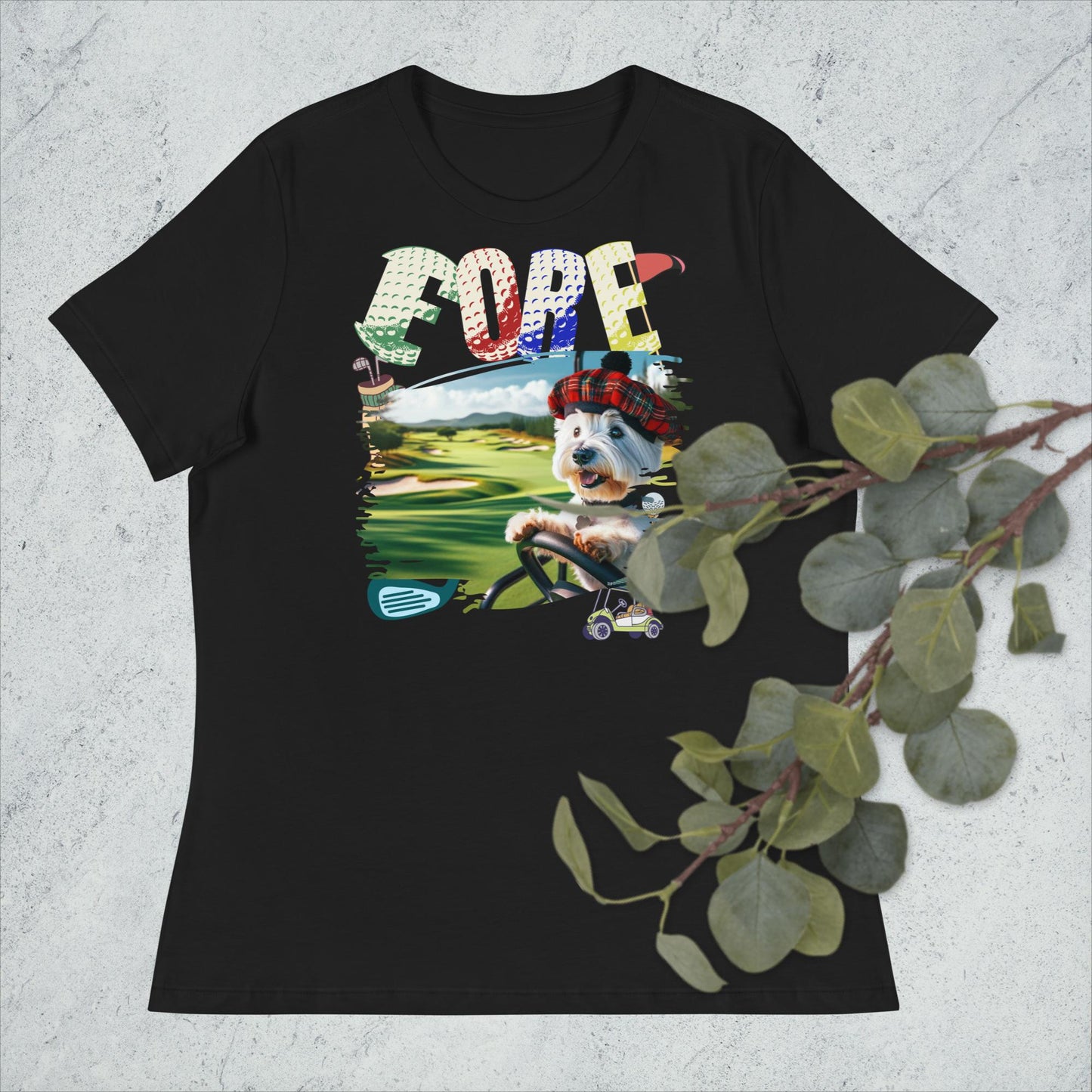 Women's Relaxed T-Shirt. Golf Fore.