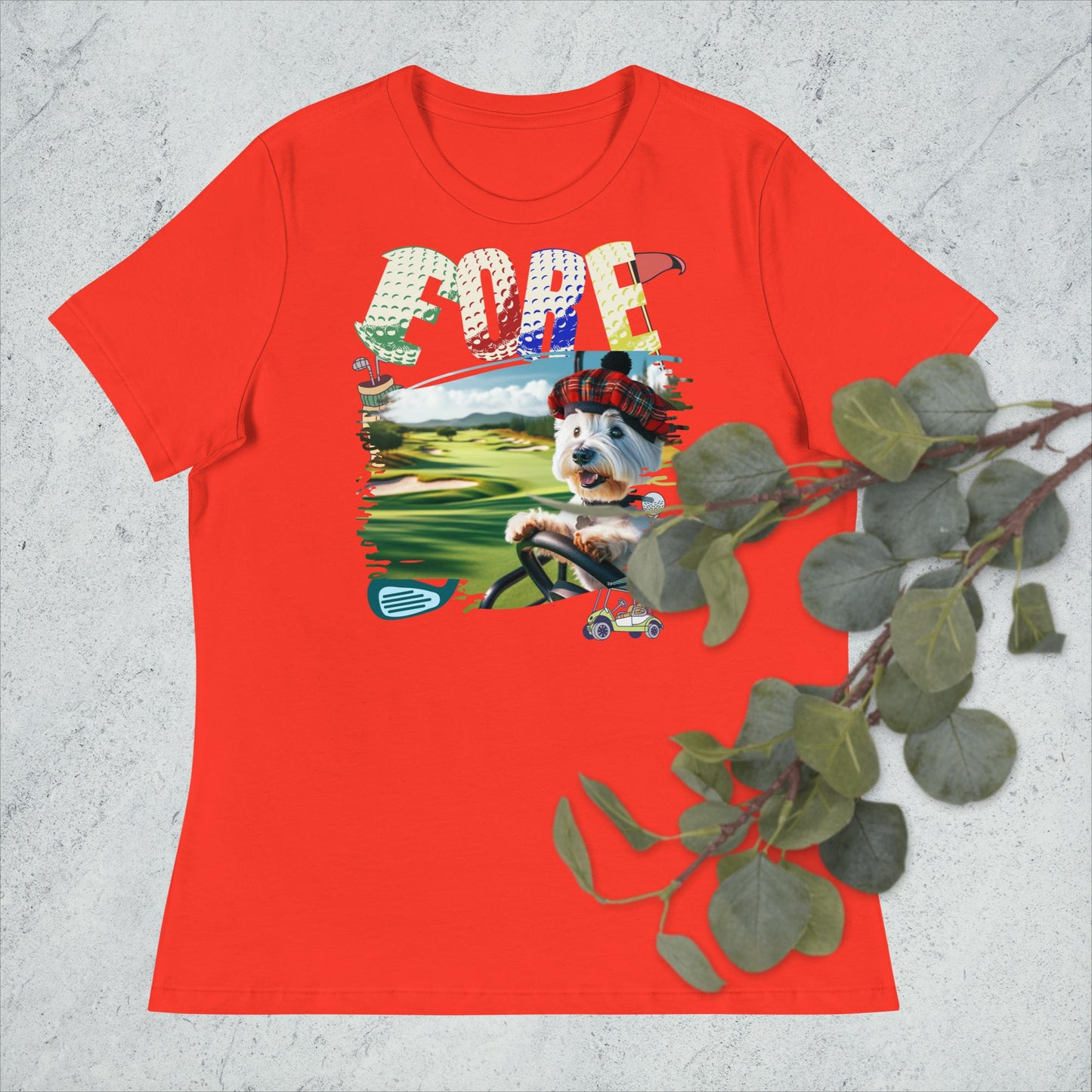 Women's Relaxed T-Shirt. Golf Fore.